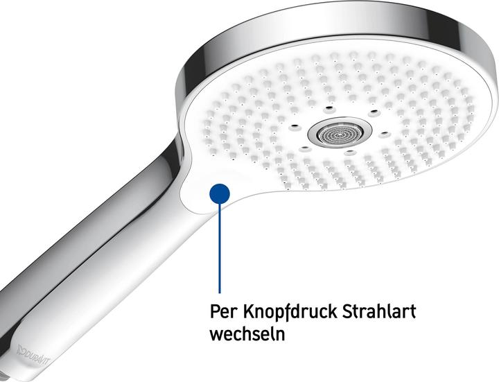 Image du produit Duravit Douchette à main 120 3 jet Click! MinusFlow chrome / blanc (3 Types de jets, 9 l/min)