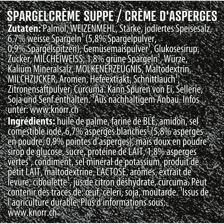 Valori nutrizionali e ingredienti Knorr Zuppa di crema di asparagi Suprême