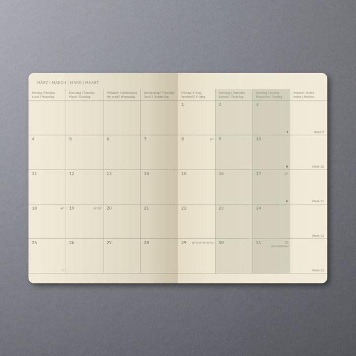 Image du produit Sigel Agenda mensuel 2024 C2485 noir, 2S/1M, SC, 140x93x5mm (A6, Couverture souple, Allemand)