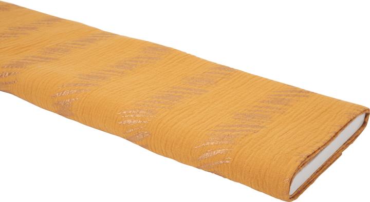 Produktbild Rico Design Krinkel-Musselin Baumwoll-Stoff mit Gold-Effekt "Transformation" Crush Stipes, 130 cm...
