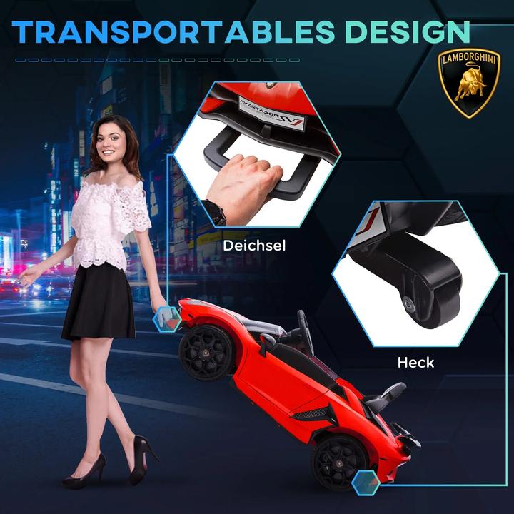 Image du produit Floki24 Voiture électrique pour enfants, licence Lamborghini Aventador, portes battantes, musique, klaxon (12 V)