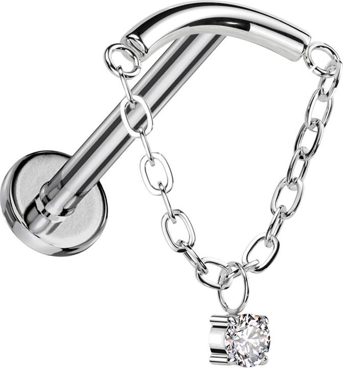 Immagine prodotto Star Piercing Micro Labret filo interno argento asta argento catena ciondolo cristallo argento (senza ottone, Titanio G23)