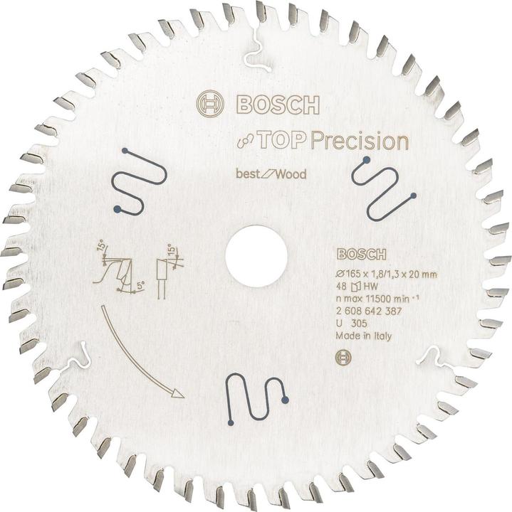 Bosch Professional Zubehör Circular saw blade Top Precision Best for Multi Material 165 x 20 x 1.8 mm, 56
