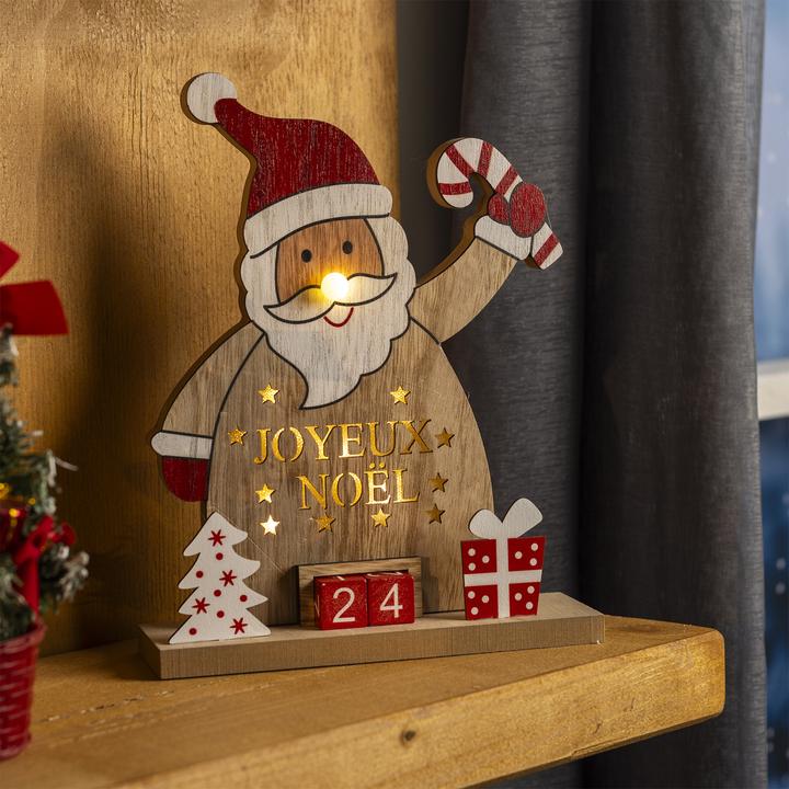 Produktbild Mojawo LED Holz Weihnachtsmann Weihnachtskalender Weihnachtsdeko Kalender