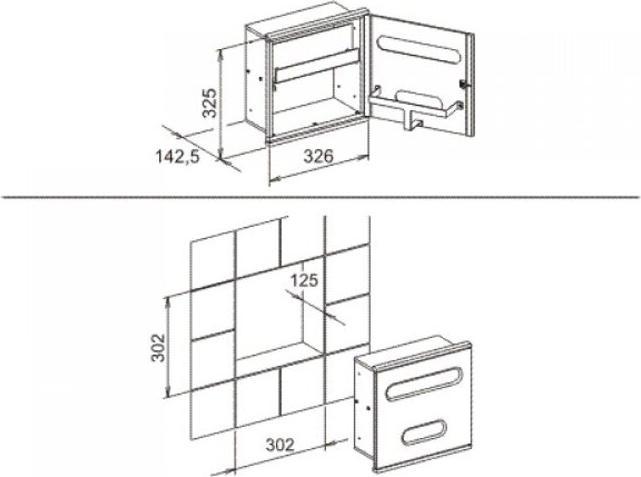 Produktbild Keuco Modul Waschtisch 3 PLAN INTEGRAL Aufnah f Kleenexbox Papierspender vc/Alu
