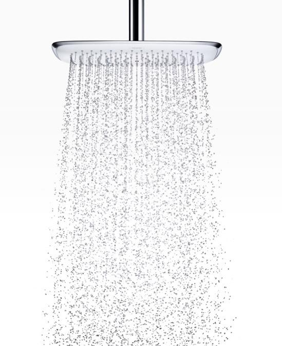 Actual product image hansgrohe HG overhead shower PURA VIDA 400 AIR 1jet 400mm DN 15 ceiling connection 100mm chrome (1 Beam types, 21 l/min)