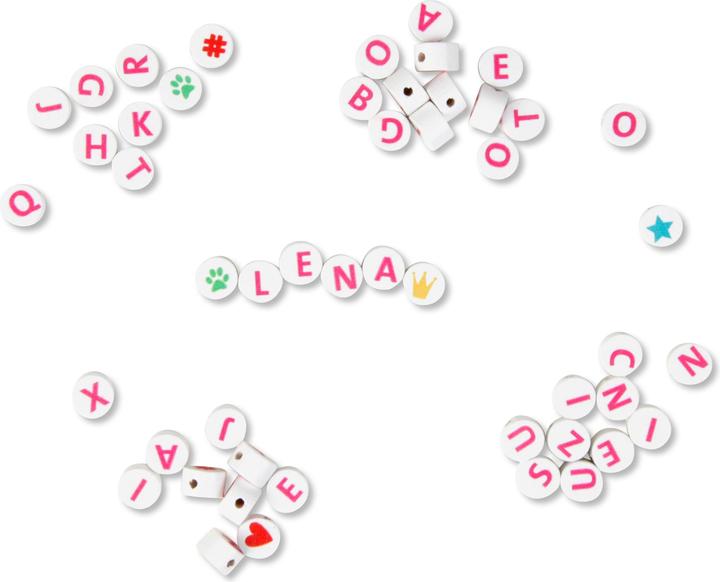 Actual product image Lena Wooden letter beads, white/pink, 300 pcs, bag