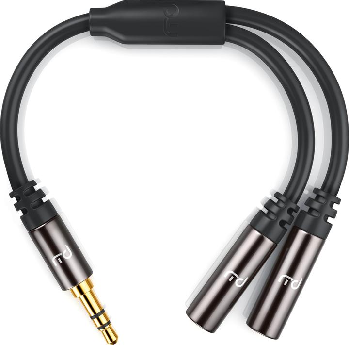 Immagine prodotto Primewire Adattatore audio da jack da 3,5 mm a 2x jack da 3,5 mm, 15 cm, adattatore audio stereo AUX a 2x (0.15 m, Connettore da 3,5 mm (AUX))