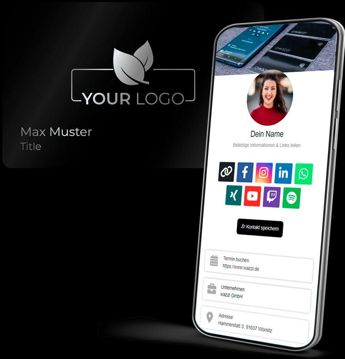 Immagine prodotto wazzl Biglietto da visita personalizzabile in metallo antracite (Laser) - Biglietto da visita digitale NFC
