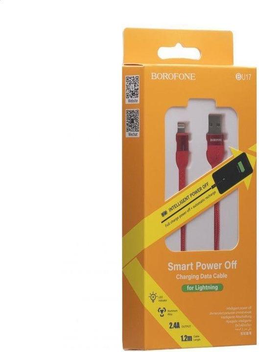 Produktbild Borofone Starlight - kabel połączeniowy USB do Lightning 1.2 m (czerwony) (1.20 m, USB 3.0)
