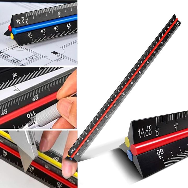 Produktbild Stahlwerk Lineal Set mit Multiwinkel-Messlineal, Dreikant-Lineal, Winkeldreieck (300 mm)