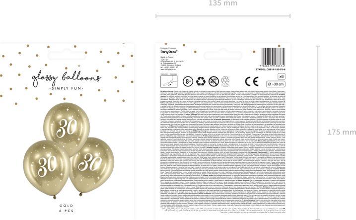 Immagine prodotto Partydeco Palloncino Or - 30 Ans (6pz) (6 x)