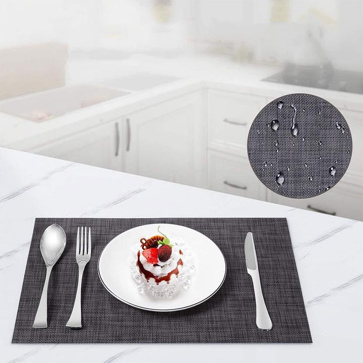 Immagine prodotto Esmée Hitzebeständige PVC Tischunterlage Abwaschbare Teller Untersetzer Tischset 8er Set (8 x, 45 x 30 cm)