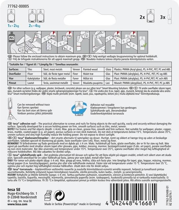 Produktbild tesa Klebenägel für Fliesen und Metall 2kg 2pcs/pack - (2 pcs.)