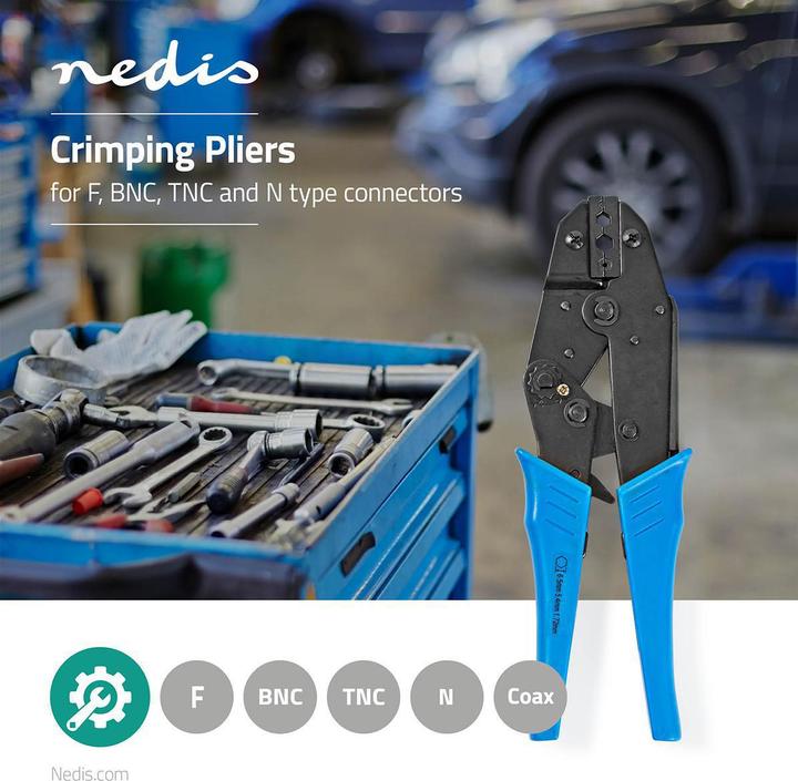 Actual product image Nedis Crimp pliers - BNC/F / RG58 / RG59 - Pliers - Blue/Black