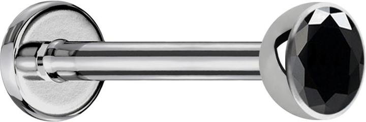 Produktbild Star Piercing Micro Labret silber mit Halbkugel Kristall schwarz (Titan G23, ohne Messing)