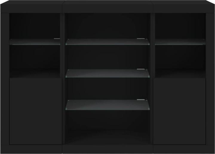 Actual product image VidaXL Sideboards with LED lights 3 pcs. black (142.5 x 37 x 100 cm)