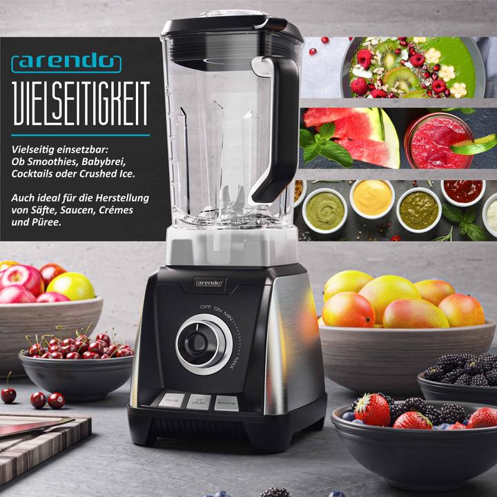 Image du produit Arendo Mixeur sur socle avec bol de 1,5 litre 30 000 tr/min / Lames en acier inoxydable (Prise UE, 1500 W)