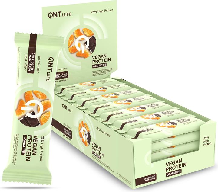 Image du produit QNT Vegan Protein Bar + L-Carnitine (Chocolat Mandarine, 28 pcs, 1120 g)