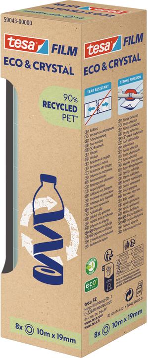 Produktbild tesa tesafilm® ECO & CRYSTAL Klebeband 8 Rollen je 10m:19mm (19 mm)