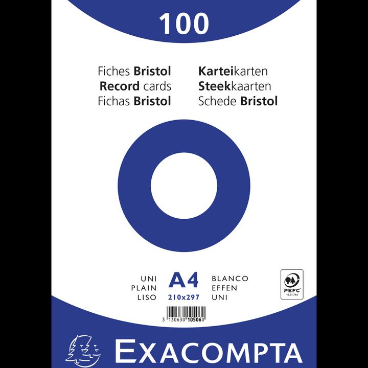 Produktbild Exacompta Karteikarten (210 x 297 mm, 205 g/m², 100 x)