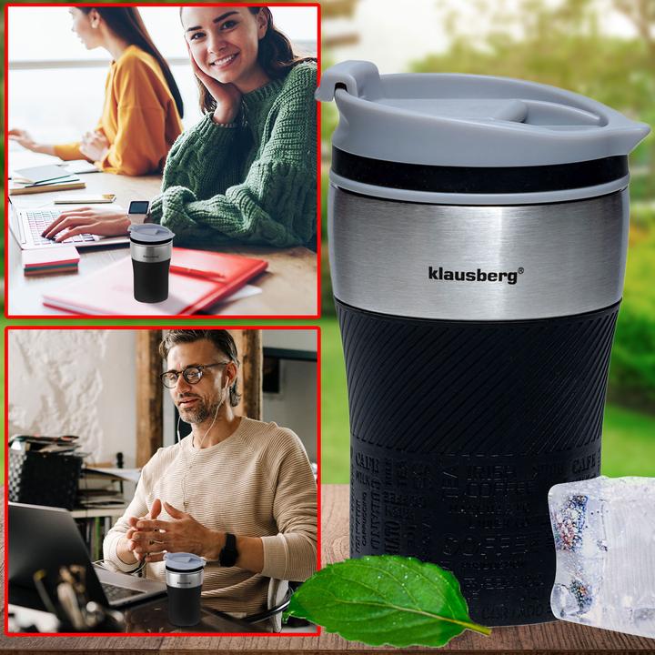 Image du produit Klausberg Lot de 4 mugs isothermes à double paroi, 280ml, noir (0.28 l)