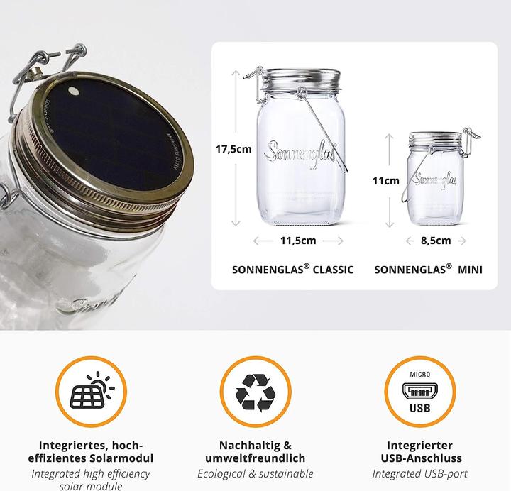 Actual product image Sonnenglas Solar lamp in canning jar (Ø 8.5 x 11 cm, 1 x)