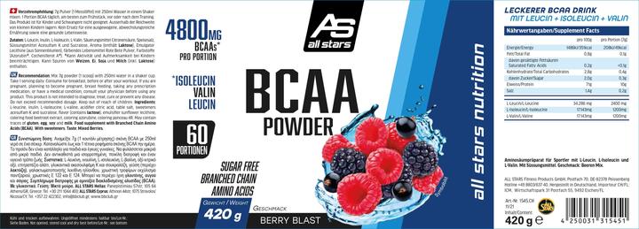 Valori nutrizionali e ingredienti All Stars BCAA in polvere (Bacca, 1 pz., 420 g)