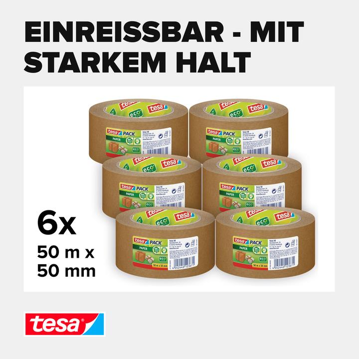 Actual product image tesa 6x PAPER ecoLogo packing tape (50.50 mm)