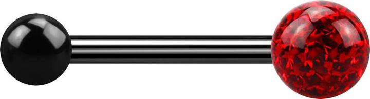 Immagine prodotto Star Piercing Barbell schwarz mit Kugel und Kristallkugel rot Epoxy Schutzschicht (Titanio G23, senza ottone)