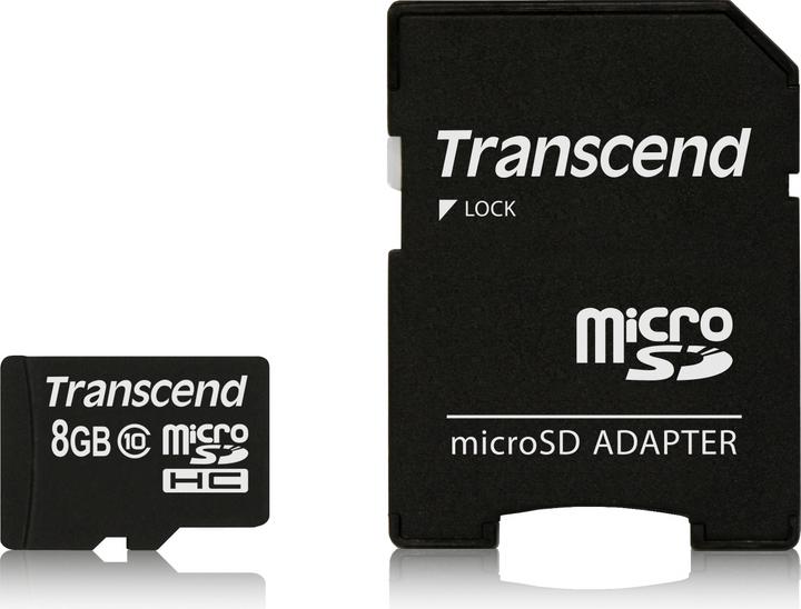 Image du produit Transcend Carte mémoire flash 8 Go Micro SDHC, C10 (8 Go, SDHC, U1)