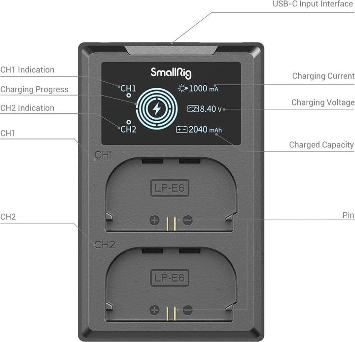 Actual product image SmallRig LP-E6NH Camera Battery and Charger Kit 3821 (Rechargeable battery)