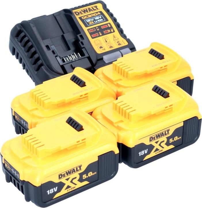 Produktbild DeWalt DCB 1104 P4 Akku Starter Set 12 V / 18 V 4x Akku 5,0 Ah + DCB 1104 Ladegerät (18 V)