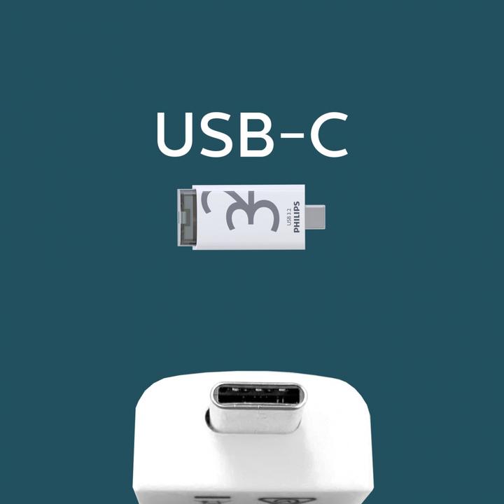 Actual product image Philips USB 3.2 32GB Click Series Gen 1 USB-C (32 GB, USB 3.2)
