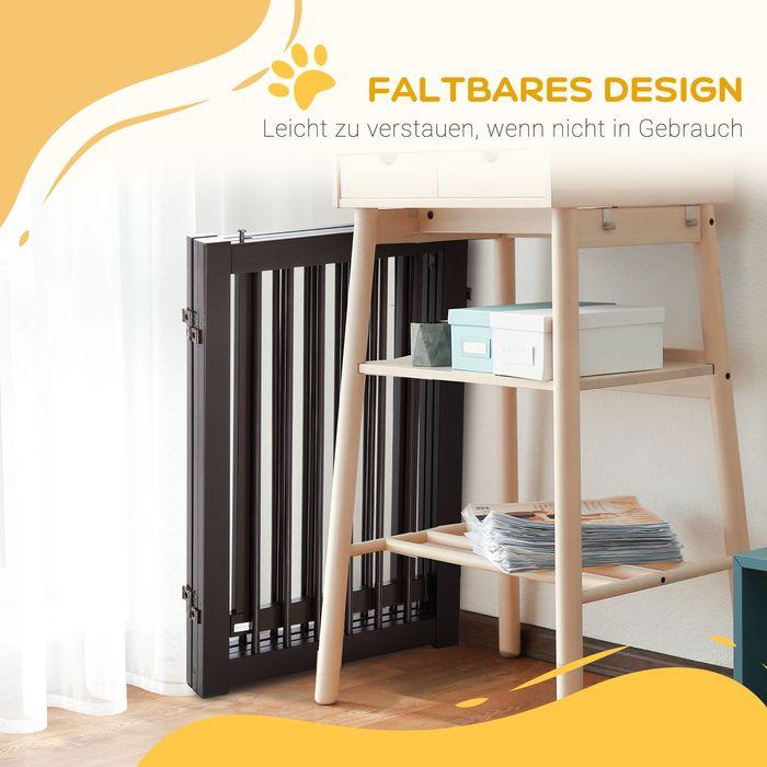 Image du produit Swisshandel24 Barrière de sécurité Barrière pour chien Barrière de sécurité en bois pour chien Réglable avec pied