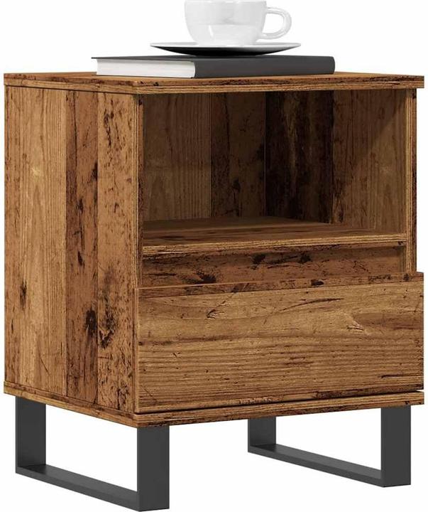 Produktbild VidaXL Nachttisch Stauraum Nachtschrank Nachtkommode Nachtkonsole Altholz-Optik (40 x 35 x 50 cm)
