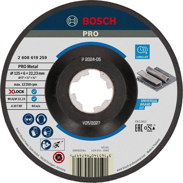 Produktbild Bosch Professional Zubehör PRO Metal X-Lock Schleifscheibe, 125 x 6 x 22,23 mm