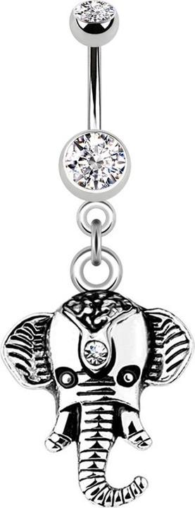 Image du produit Star Piercing Banane silber mit Anhänger Elefant (Acier chirurgical 316L, Laiton)