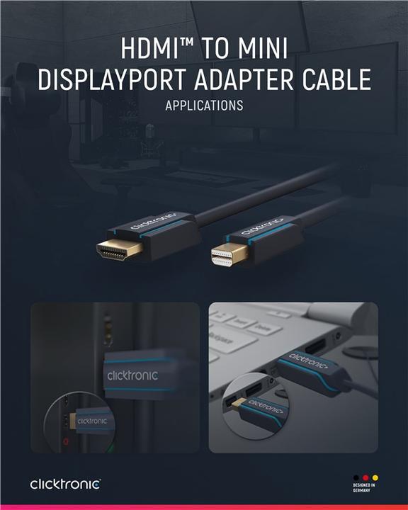Produktbild clicktronic Mini DisplayPort — HDMI (Typ A) (1 m, DisplayPort, HDMI)