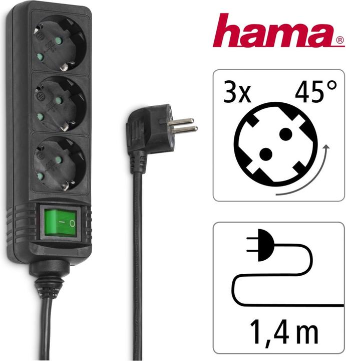 Produktbild Hama Steckdosenleiste (3 x, CEE 7/3, 1.40 m)