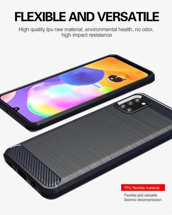Immagine prodotto Cadorabo TPU Ultra sottile in acciaio inossidabile al carbonio Combi Cover (Samsung Galaxy A31)