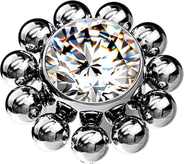 Produktbild Star Piercing Dermal Anchor silber Kugelblume Kristall silber (Titan G23, ohne Messing)