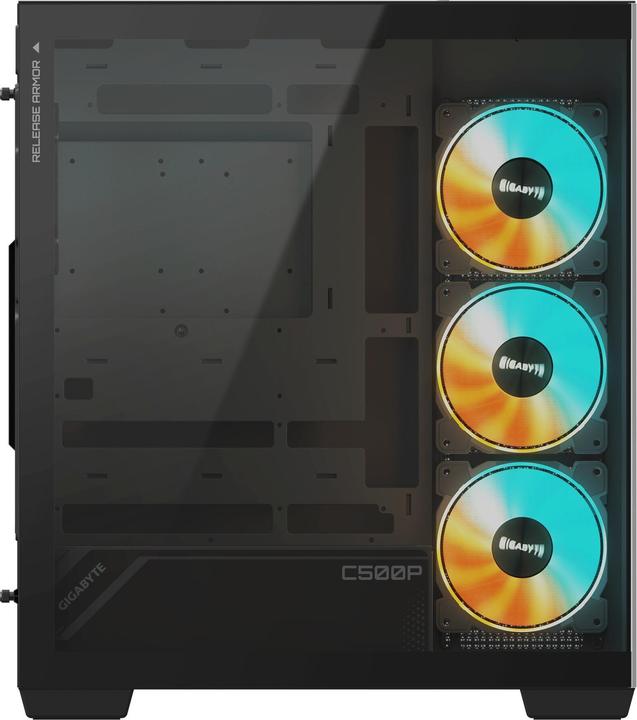 Actual product image Gigabyte Case||GB-C500P ST|MidiTower|Case product features Transparent panel|ATX|MicroATX|MiniITX|Colour Blac (Mini-ITX, ATX)