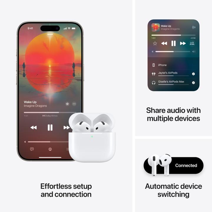 Image du produit Apple AirPods 4 (pas de réduction du bruit, 5 h, Sans fil)
