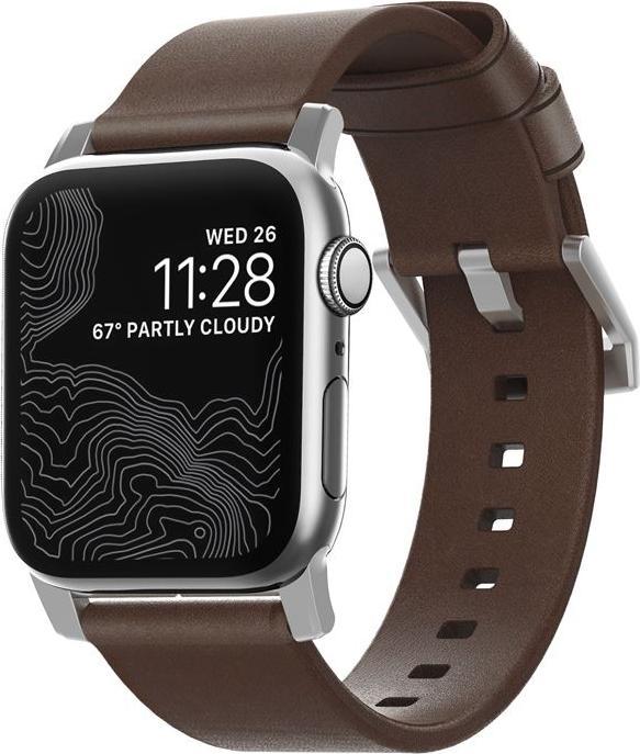 Actual product image Nomad Modern Connector Strap (44 mm, Leather, Stainless steel)