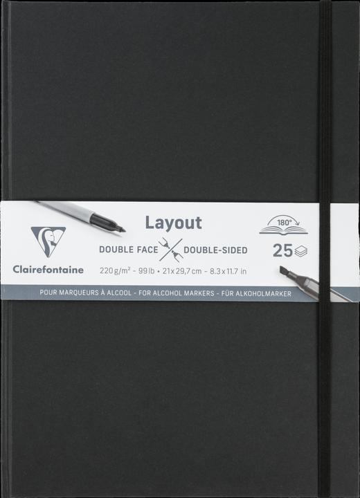 Image du produit Clairefontaine Doppelseitiges Layout-Skizzenbuch, 25 Blatt A4 220g - Schwarz (A4)