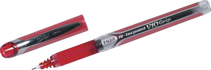 Actual product image Pilot Rollerball Hi-Tecpoint Grip V10 0.6mm red bullet tip non-document-proof (Red, 1 x)