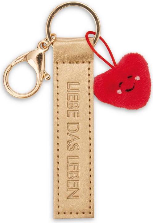 Magni NICI Schlüsselanhänger Liebe das Leben Kunstlederband mit Herz gold 10cm