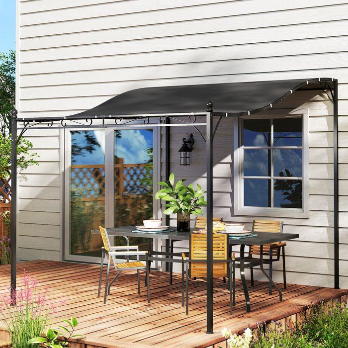 Immagine prodotto Swisshandel24 2,5x3m Pergola, Wandmontage, Ablauflöcher, Schattendach, Dunkelgrau (248 cm, 298 cm)