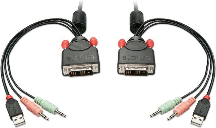 Actual product image Lindy DVI KVM Switch 2 Port USB 2.0 Audio Compact USB 2.0 Audio/Microphone